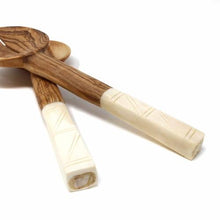 Load image into Gallery viewer, Olive Wood Salad Servers with Bone Handles