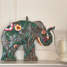 Load image into Gallery viewer, Metal Elephant Wall Art (Hibiscus)