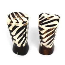 Load image into Gallery viewer, Salt and Pepper Shakers (Black and White, Assorted Batiked Designs)