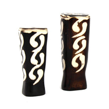 Load image into Gallery viewer, Salt and Pepper Shakers (Black and White, Assorted Batiked Designs)
