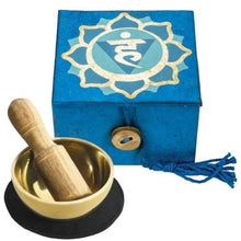 Load image into Gallery viewer, Mini-Meditation Singing Bowl with Handmade Gift Box (Blue Throat Chakra)