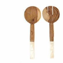 Load image into Gallery viewer, Olive Wood Salad Servers with Bone Handles