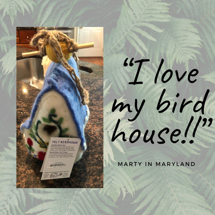 Review of Felt Heidi Chalet Birdhouse by Wild Woolies: "I love my bird house!!" -Marty in Maryland