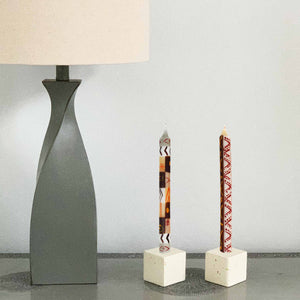 Pair of Hand-Painted Pillar Candles (Neutral)