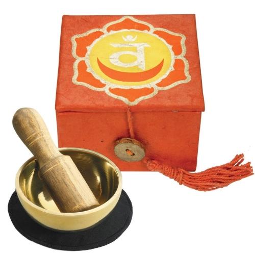 Mini-Meditation Bowl with Handmade Gift Box (Orange Sacral Chakra)