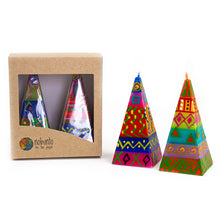 Load image into Gallery viewer, Hand-painted Pyramid Candles (Set of Two with Box, Shahida)
