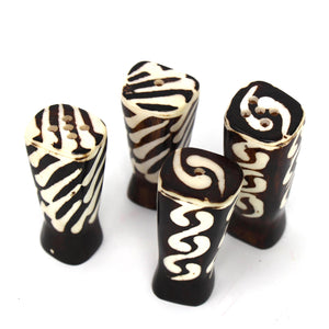 Salt and Pepper Shakers (Black and White, Assorted Batiked Designs)