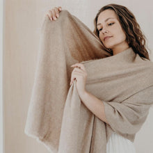 Load image into Gallery viewer, Beige Handloom Cashmere Scarf
