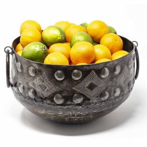 Large Metal Bowl with Round Handles