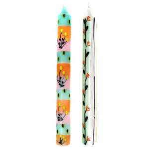 Pair of Hand-Painted Pillar Candles (Floral)