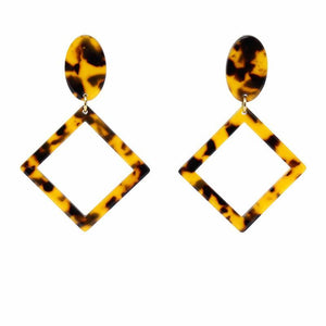 Tortoise-shell Diamond-Shaped Earrings