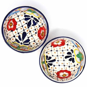 Set of Two Half Moon Bowls (Dots and Flowers)