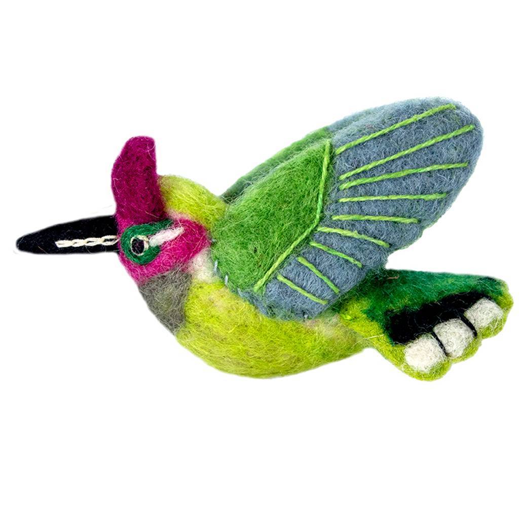 Felt Hummingbird Ornament (Green)