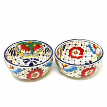 Load image into Gallery viewer, Set of Two Half Moon Bowls (Dots and Flowers)
