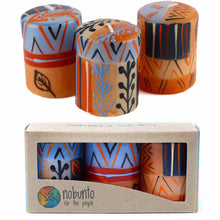 Load image into Gallery viewer, Hand-Painted Pillar Candles (Set of Three with Box, Terracotta)
