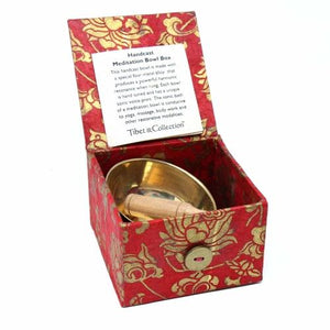 Small Meditation Bowl with Handmade Gift Box (Deep Red Floral)