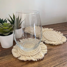 Load image into Gallery viewer, Set of Four Macrame Coasters with Fringe (Natural)
