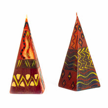 Load image into Gallery viewer, Hand-painted Pyramid Candles (Set of Two with Box, Bongazi)
