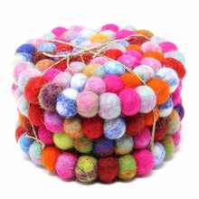 Load image into Gallery viewer, Set of Four Felt Ball Coasters (Rainbow)
