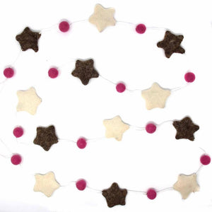 Felt Stars Garland (Grey, Cream, and Pink)