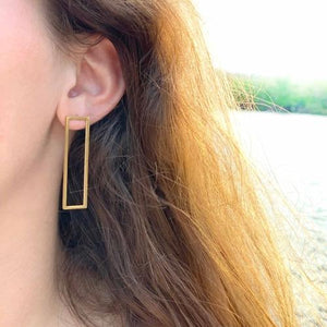 Rectangle Drop Earrings with Stud