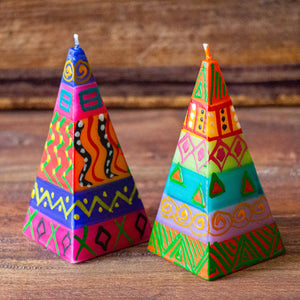Hand-painted Pyramid Candles (Set of Two with Box, Shahida)