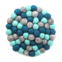 Load image into Gallery viewer, Set of Four Felt Ball Coasters (Turquoise)

