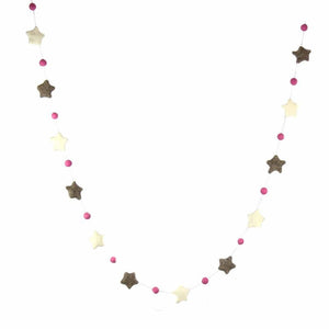 Felt Stars Garland (Grey, Cream, and Pink)