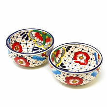 Load image into Gallery viewer, Set of Two Half Moon Bowls (Dots and Flowers)
