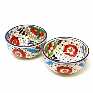 Set of Two Half Moon Bowls (Dots and Flowers)